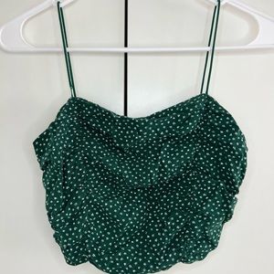 Green Floral Crop Top
